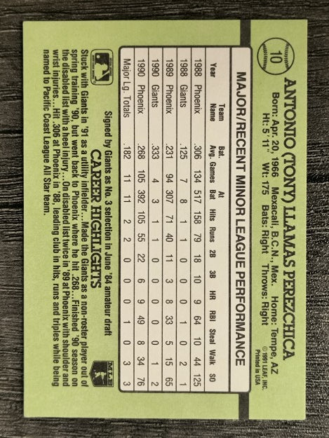 1991 Donruss Rookies #10 Tony Perezchica