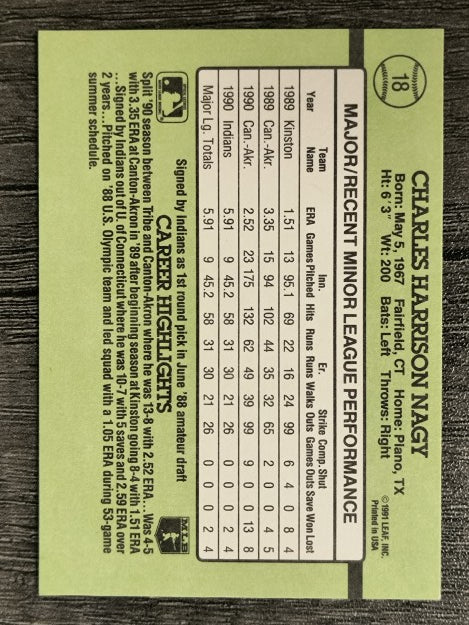 1991 Donruss Rookies #18 Charles Nagy