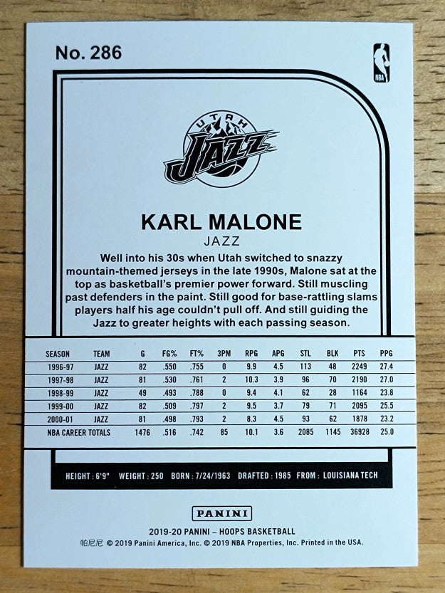 2019-20 Hoops #286 Karl Malone