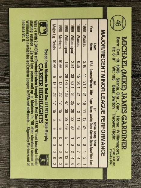 1991 Donruss Rookies #46 Mike Gardiner