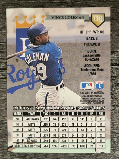 1995 Donruss #118 Vince Coleman