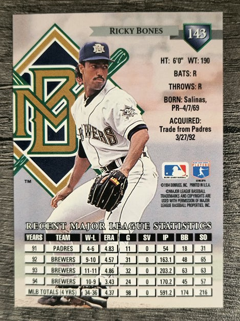 1995 Donruss #143 Ricky Bones