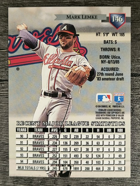 1995 Donruss #146 Mark Lemke