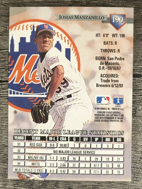 1995 Donruss #190 Josias Manzanillo