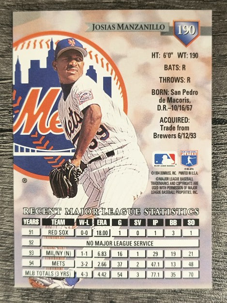 1995 Donruss #190 Josias Manzanillo