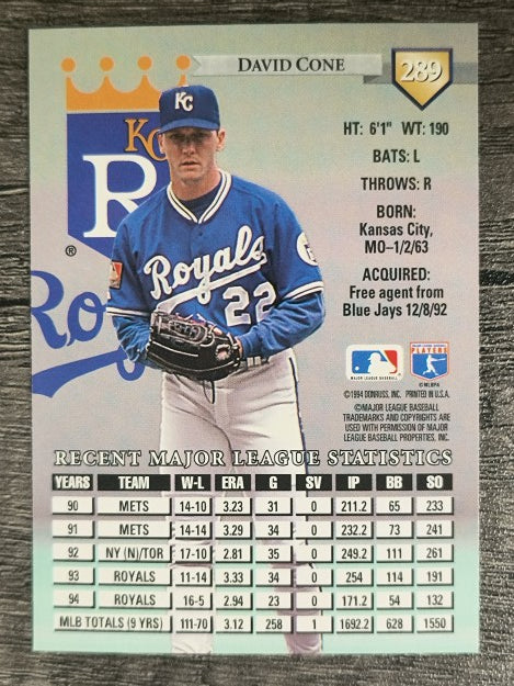 1995 Donruss #289 David Cone