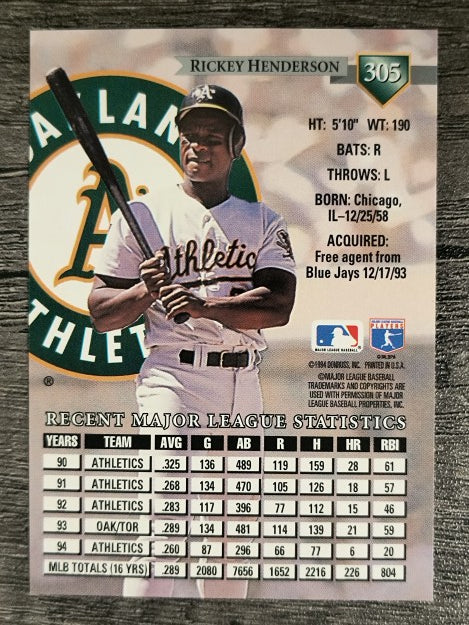 1995 Donruss #305 Rickey Henderson