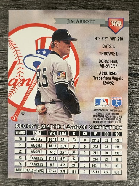 1995 Donruss #369 Jim Abbott