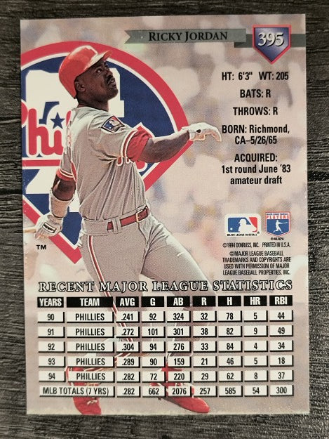 1995 Donruss #395 Ricky Jordan