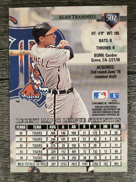 1995 Donruss #502 Alan Trammell
