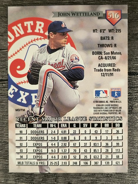 1995 Donruss #516 John Wetteland