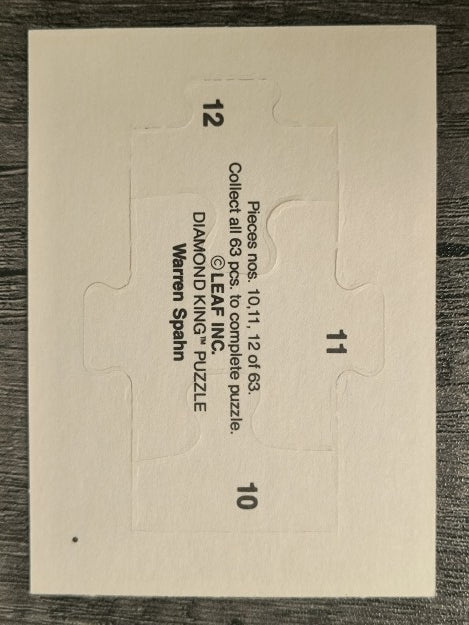 1989 Donruss Warren Spahn Puzzle #10 Spahn Puzzle 10-12