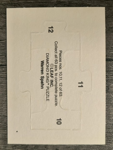 1989 Donruss Warren Spahn Puzzle #10 Spahn Puzzle 10-12