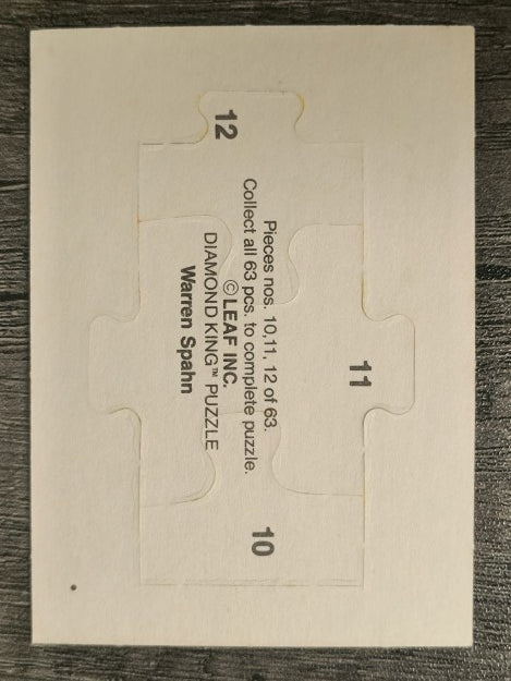 1989 Donruss Warren Spahn Puzzle #10 Spahn Puzzle 10-12