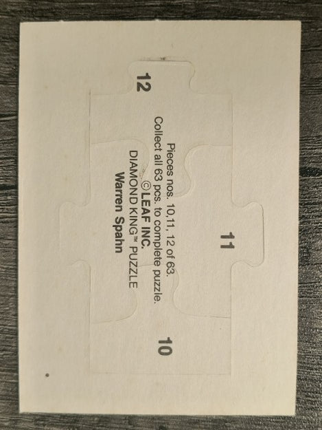 1989 Donruss Warren Spahn Puzzle #10 Spahn Puzzle 10-12