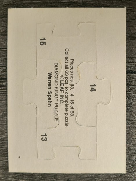 1989 Donruss Warren Spahn Puzzle #13 Spahn Puzzle 13-15