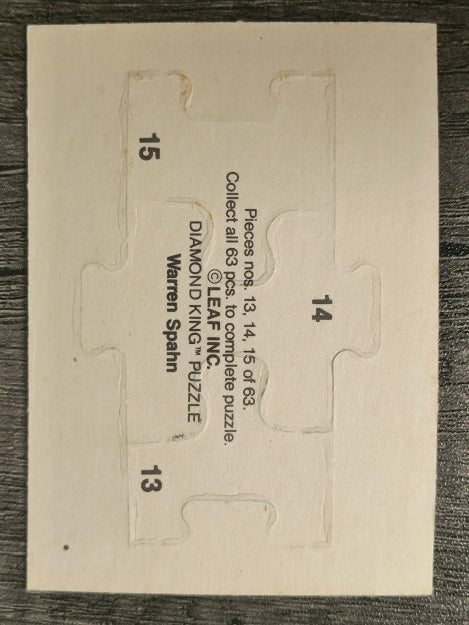 1989 Donruss Warren Spahn Puzzle #13 Spahn Puzzle 13-15