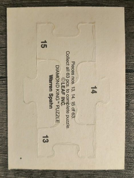 1989 Donruss Warren Spahn Puzzle #13 Spahn Puzzle 13-15