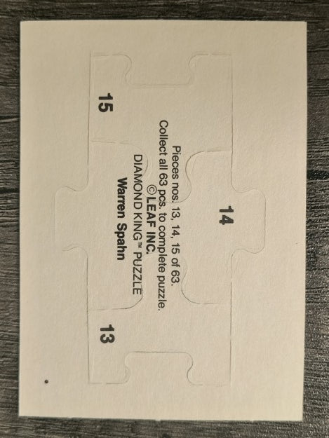 1989 Donruss Warren Spahn Puzzle #13 Spahn Puzzle 13-15