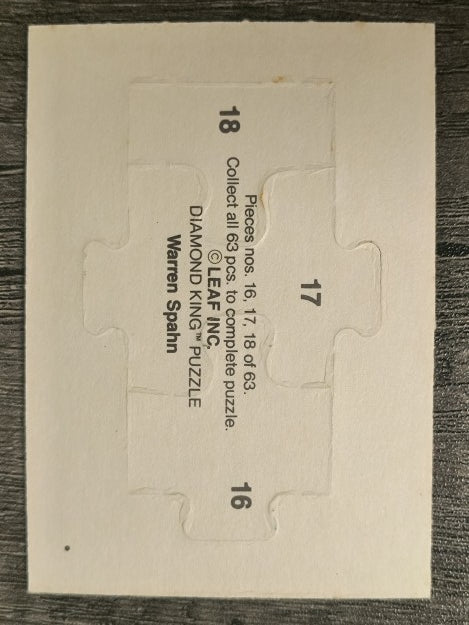 1989 Donruss Warren Spahn Puzzle #16 Spahn Puzzle 16-18