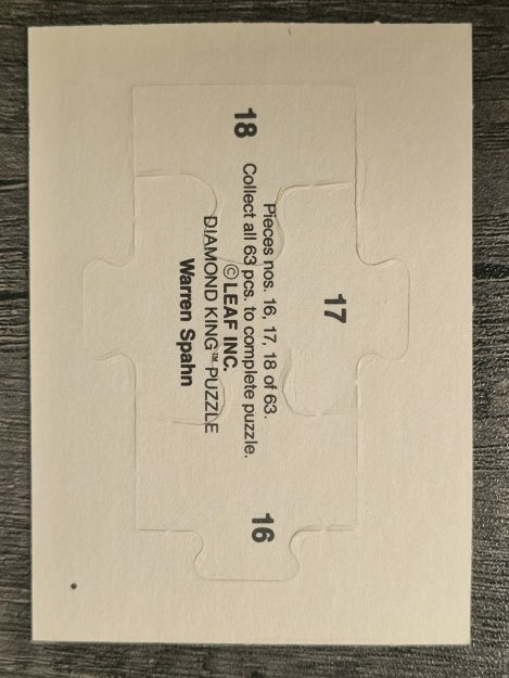 1989 Donruss Warren Spahn Puzzle #16 Spahn Puzzle 16-18