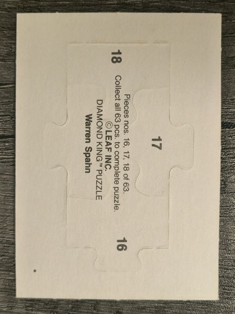 1989 Donruss Warren Spahn Puzzle #16 Spahn Puzzle 16-18