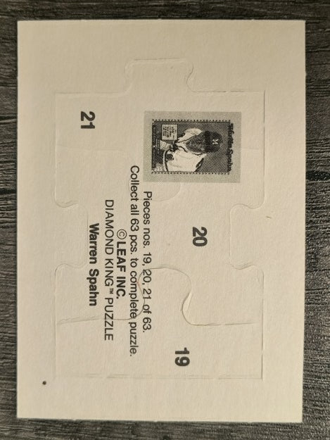 1989 Donruss Warren Spahn Puzzle #19 Spahn Puzzle 19-21
