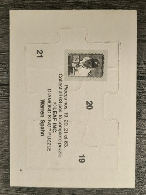 1989 Donruss Warren Spahn Puzzle #19 Spahn Puzzle 19-21