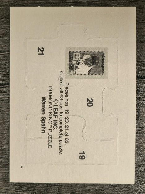1989 Donruss Warren Spahn Puzzle #19 Spahn Puzzle 19-21