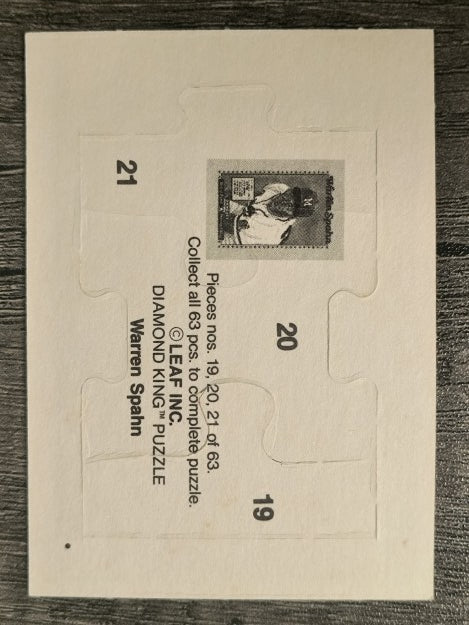1989 Donruss Warren Spahn Puzzle #19 Spahn Puzzle 19-21