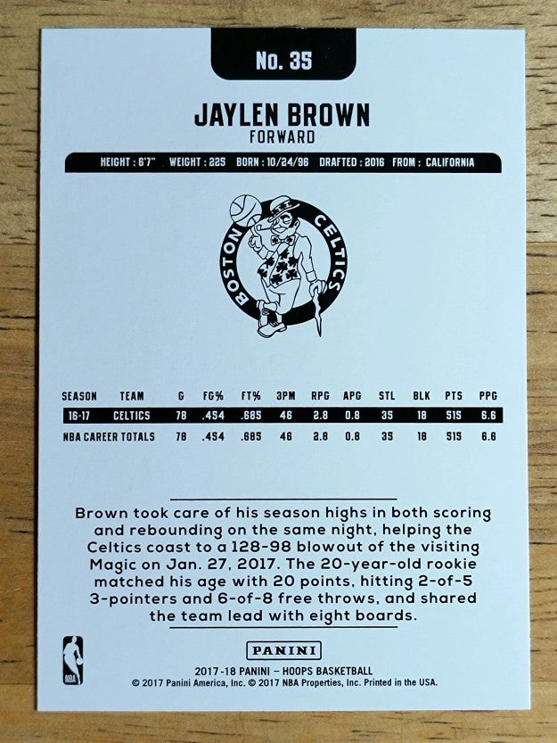 2017-18 Hoops #35 Jaylen Brown