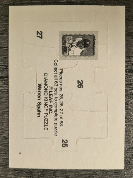 1989 Donruss Warren Spahn Puzzle #25 Spahn Puzzle 25-27