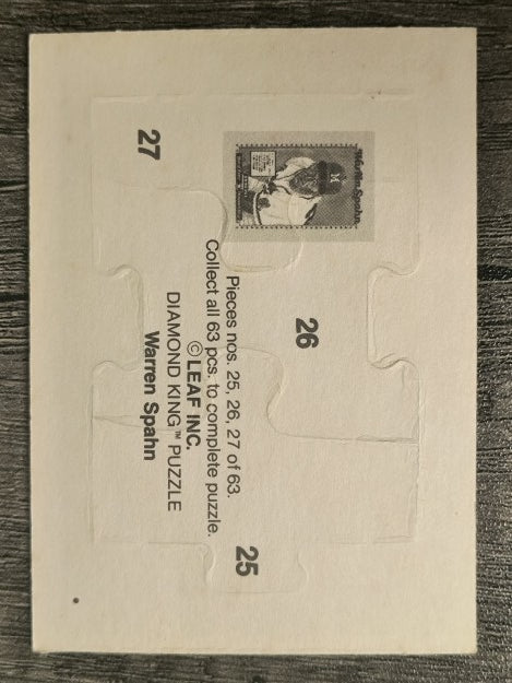 1989 Donruss Warren Spahn Puzzle #25 Spahn Puzzle 25-27