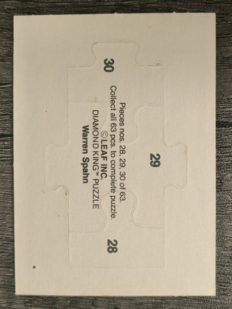 1989 Donruss Warren Spahn Puzzle #28 Spahn Puzzle 28-30