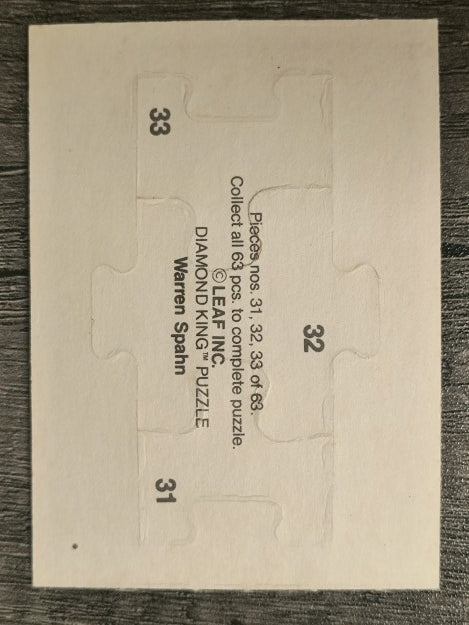 1989 Donruss Warren Spahn Puzzle #31 Spahn Puzzle 31-33