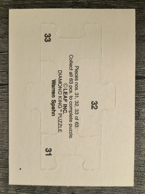 1989 Donruss Warren Spahn Puzzle #31 Spahn Puzzle 31-33