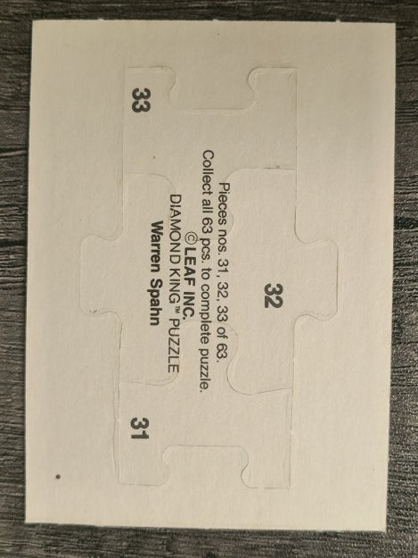 1989 Donruss Warren Spahn Puzzle #31 Spahn Puzzle 31-33