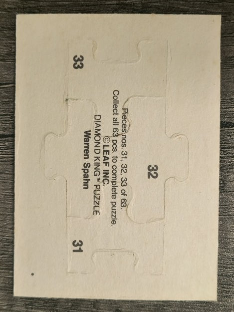 1989 Donruss Warren Spahn Puzzle #31 Spahn Puzzle 31-33