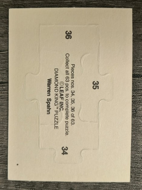 1989 Donruss Warren Spahn Puzzle #34 Spahn Puzzle 34-36