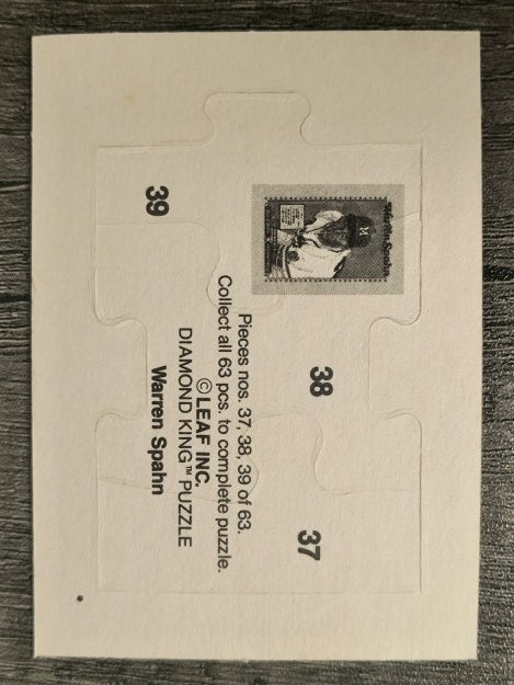 1989 Donruss Warren Spahn Puzzle #37 Spahn Puzzle 37-39
