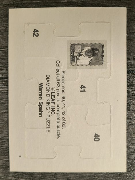 1989 Donruss Warren Spahn Puzzle #40 Spahn Puzzle 40-42
