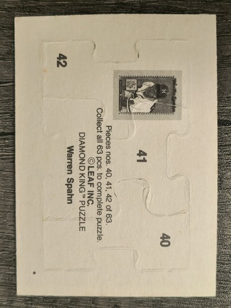 1989 Donruss Warren Spahn Puzzle #40 Spahn Puzzle 40-42