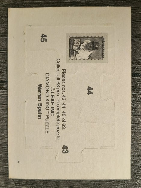 1989 Donruss Warren Spahn Puzzle #43 Spahn Puzzle 43-45