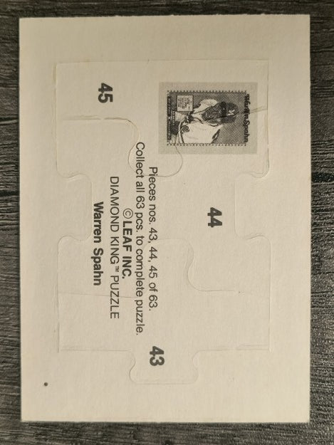 1989 Donruss Warren Spahn Puzzle #43 Spahn Puzzle 43-45