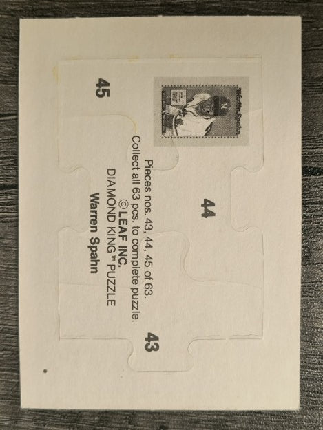 1989 Donruss Warren Spahn Puzzle #43 Spahn Puzzle 43-45