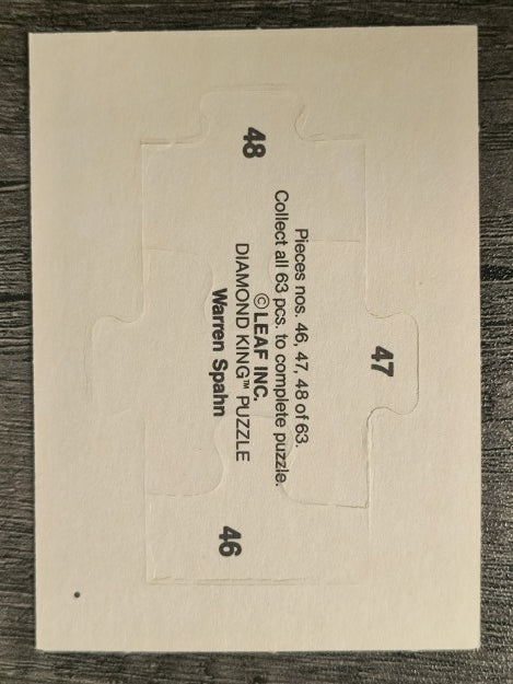 1989 Donruss Warren Spahn Puzzle #46 Spahn Puzzle 46-48