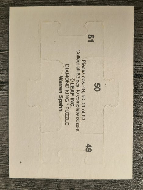 1989 Donruss Warren Spahn Puzzle #49 Spahn Puzzle 49-51