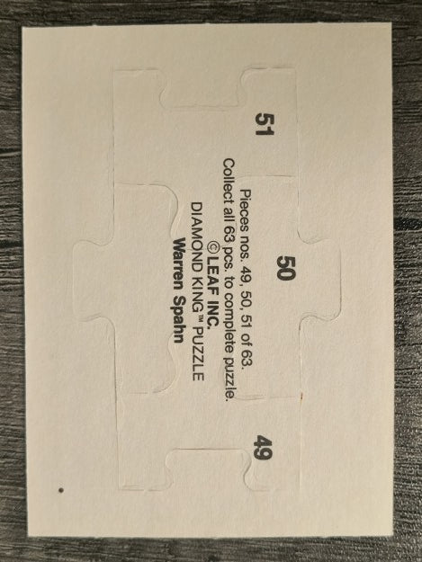 1989 Donruss Warren Spahn Puzzle #49 Spahn Puzzle 49-51