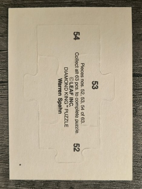 1989 Donruss Warren Spahn Puzzle #52 Spahn Puzzle 52-54