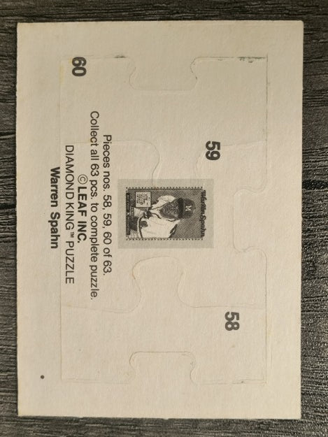 1989 Donruss Warren Spahn Puzzle #58 Spahn Puzzle 58-60